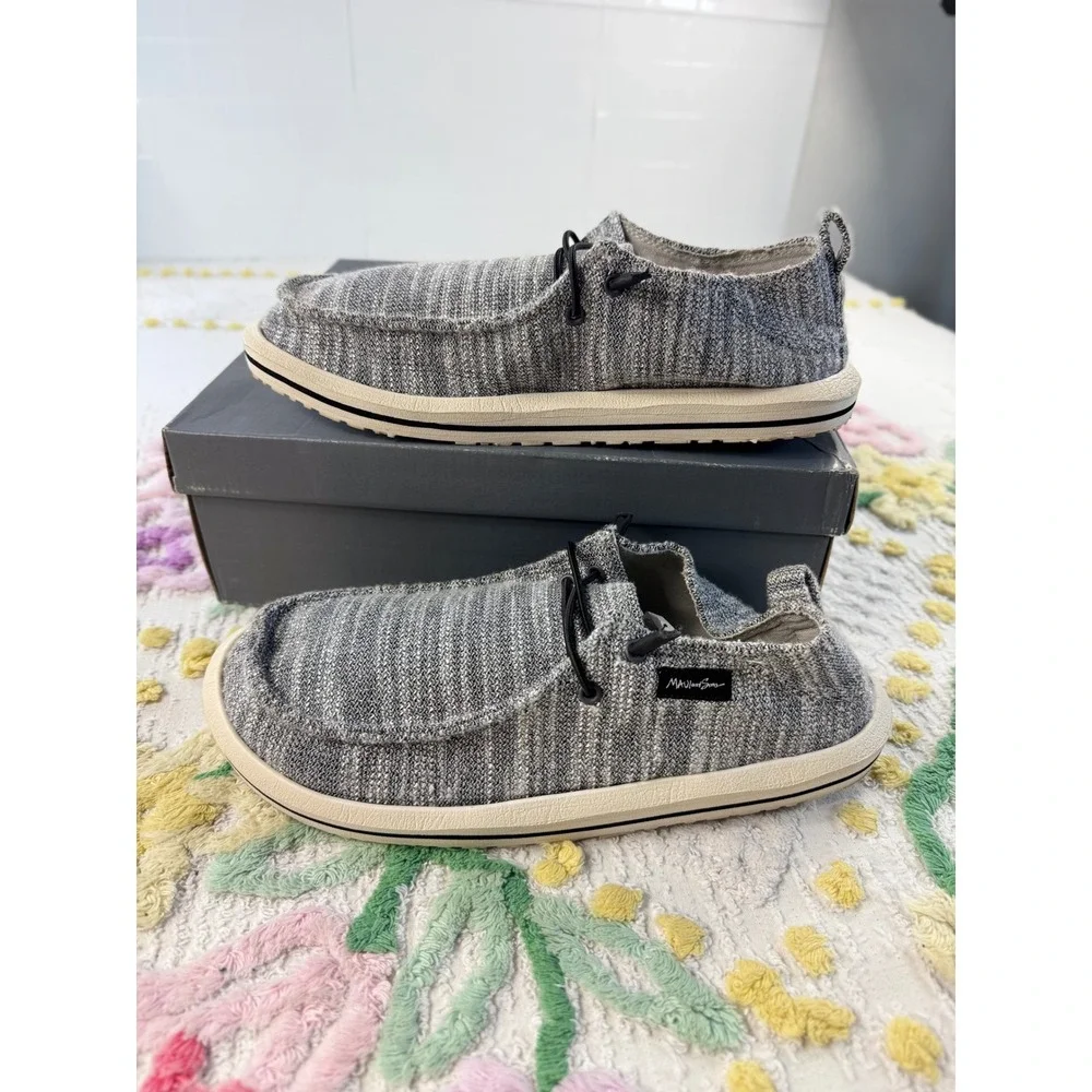 Maui and Sons Mens Gray Knit Slip On Loafers Moc Toe Shoes Size 10 MNMS23AC004